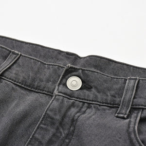 新品未使用品 1017 A L Y X 9SM アリクス バックル付き ワイドレッグデニム デニム ウォッシュブラック ダークグレー シルバー金具 サイズS 中古 4a008577