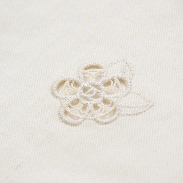 CHANEL Flower pattern denim jacket 2014 P76751V68765 Cotton White Silver hardware Size 46 Good condition Used 4a008648