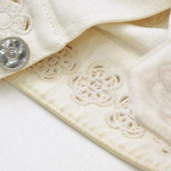 CHANEL Flower pattern denim jacket 2014 P76751V68765 Cotton White Silver hardware Size 46 Good condition Used 4a008648
