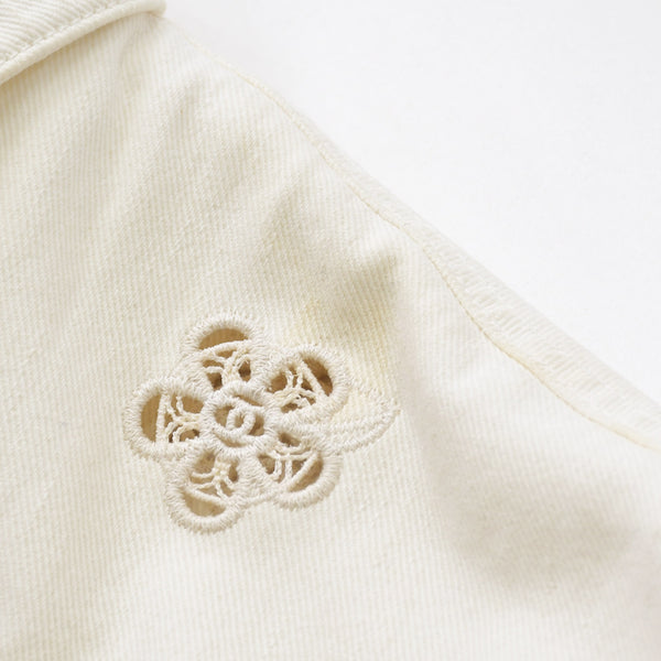 CHANEL Flower pattern denim jacket 2014 P76751V68765 Cotton White Silver hardware Size 46 Good condition Used 4a008648