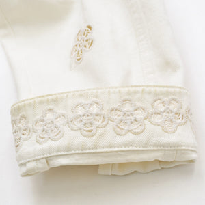 CHANEL Flower pattern denim jacket 2014 P76751V68765 Cotton White Silver hardware Size 46 Good condition Used 4a008648
