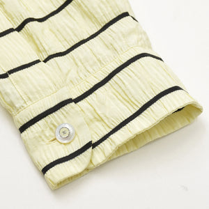 Very Good Condition CHANEL Silk Long Sleeve Shirt P79458V71460 Size 50 Here Mark Yellow Black Border Men's Used 4a008694