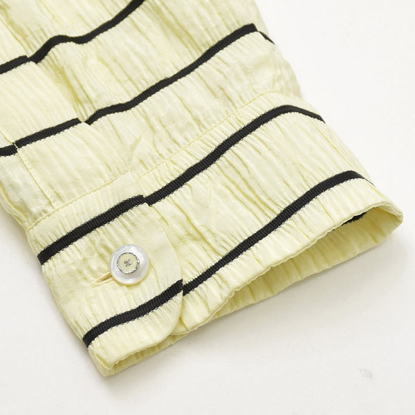 Very Good Condition CHANEL Silk Long Sleeve Shirt P79458V71460 Size 50 Here Mark Yellow Black Border Men's Used 4a008694