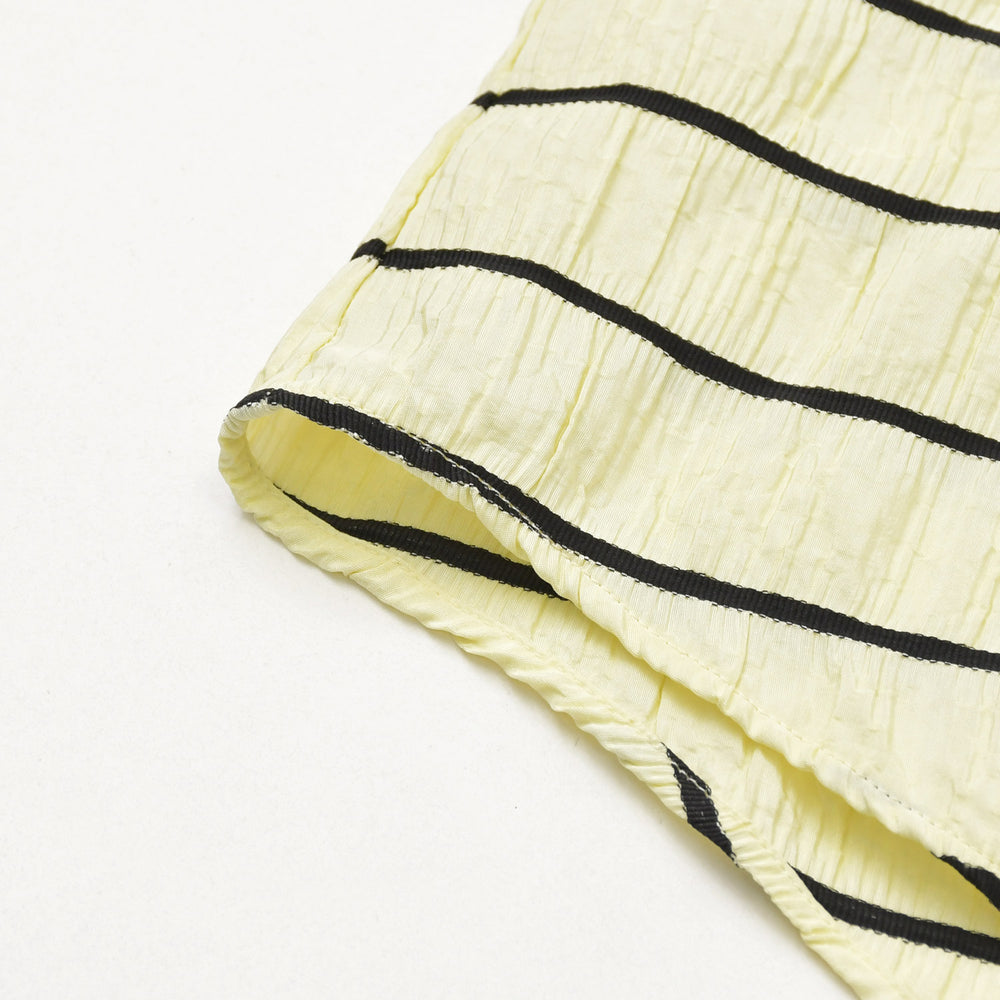 Very Good Condition CHANEL Silk Long Sleeve Shirt P79458V71460 Size 50 Here Mark Yellow Black Border Men's Used 4a008694
