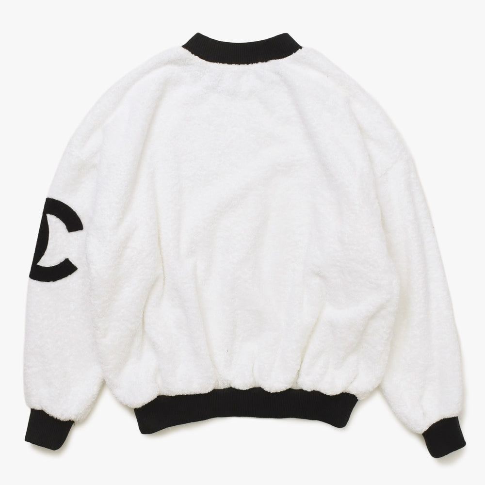 Very Good Condition CHANEL VINTAGE Vintage Pile Sweatshirt Sweatshirt Coco Mark Patch White Men's Used 4a008704