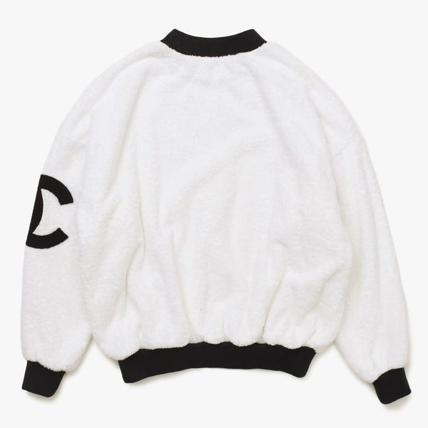 Very Good Condition CHANEL VINTAGE Vintage Pile Sweatshirt Sweatshirt Coco Mark Patch White Men's Used 4a008704