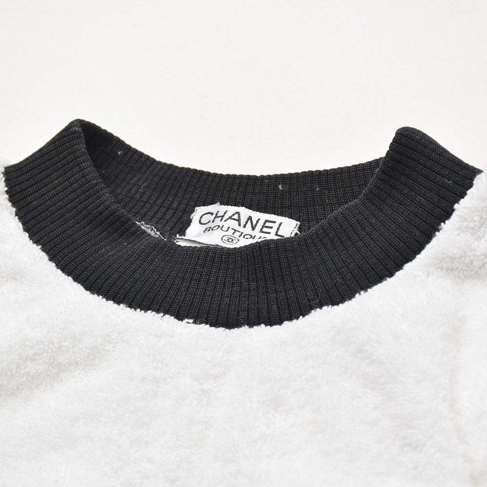 Very Good Condition CHANEL VINTAGE Vintage Pile Sweatshirt Sweatshirt Coco Mark Patch White Men's Used 4a008704