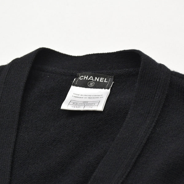 Very Good Condition CHANEL Cashmere Cardigan P26253V01923 Size 54 Coco Mark Beads Sequins Black Men's Used 4a008728