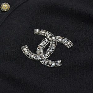 Very Good Condition CHANEL Cashmere Cardigan P26253V01923 Size 54 Coco Mark Beads Sequins Black Men's Used 4a008728