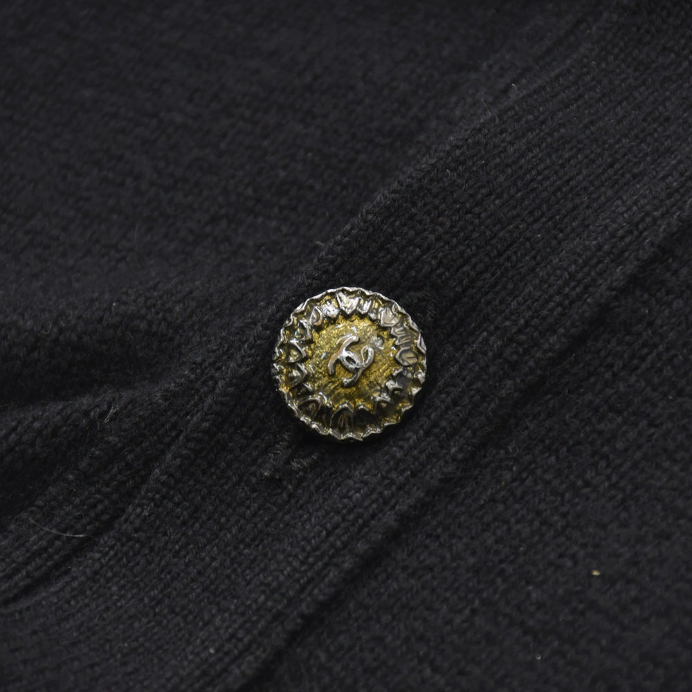 Very Good Condition CHANEL Cashmere Cardigan P26253V01923 Size 54 Coco Mark Beads Sequins Black Men's Used 4a008728
