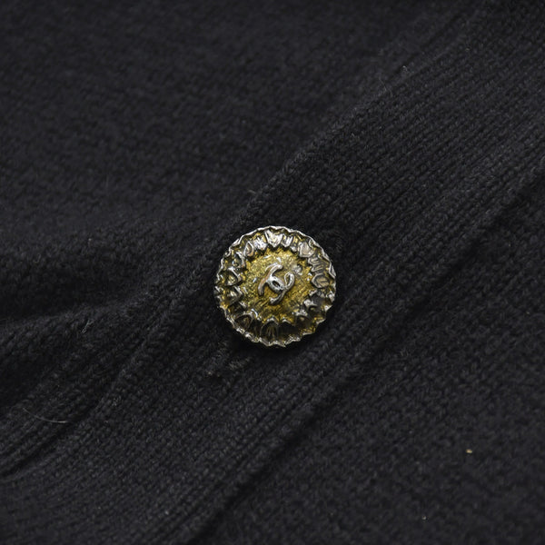 Very Good Condition CHANEL Cashmere Cardigan P26253V01923 Size 54 Coco Mark Beads Sequins Black Men's Used 4a008728