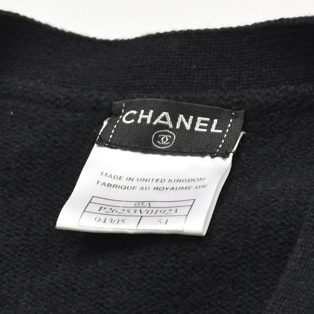 Very Good Condition CHANEL Cashmere Cardigan P26253V01923 Size 54 Coco Mark Beads Sequins Black Men's Used 4a008728