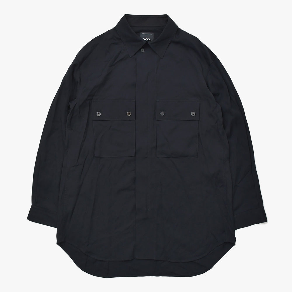 極美品 Y3 ワイスリー 長袖シャツ シャツ ブラック サイズM adidas YOHJI YAMAMOTO アディダス ヨウジヤマモト 中古 4a008741
