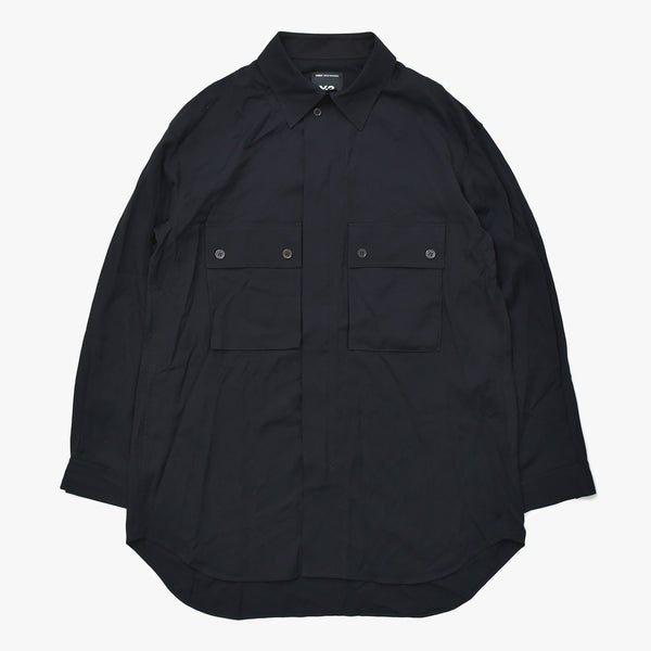 極美品 Y3 ワイスリー 長袖シャツ シャツ ブラック サイズM adidas YOHJI YAMAMOTO アディダス ヨウジヤマモト 中古 4a008741