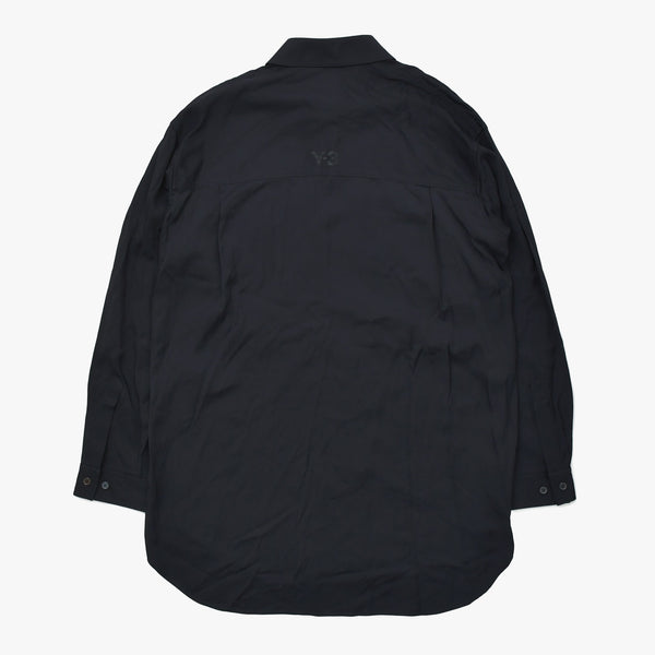 極美品 Y3 ワイスリー 長袖シャツ シャツ ブラック サイズM adidas YOHJI YAMAMOTO アディダス ヨウジヤマモト 中古 4a008741
