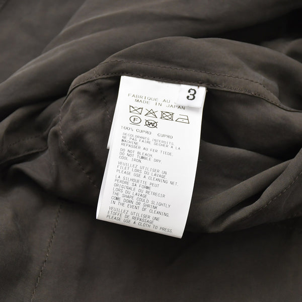 Very Good Condition Yohji Yamamoto Pour Homme PIGMENT DYE TWILL OPEN COLLAR WAIST STRING BLOUSE HW-B26-202 3 Sizes Khaki Drawcord Used 4a008744
