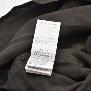 Very Good Condition Yohji Yamamoto Pour Homme PIGMENT DYE TWILL OPEN COLLAR WAIST STRING BLOUSE HW-B26-202 3 Sizes Khaki Drawcord Used 4a008744