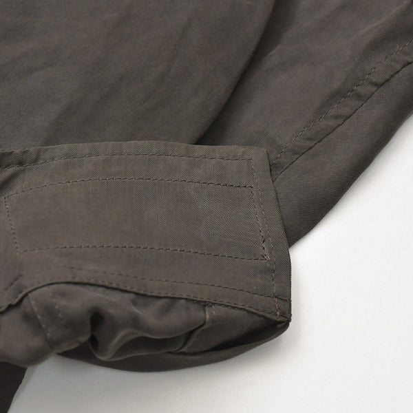 Very Good Condition Yohji Yamamoto Pour Homme PIGMENT DYE TWILL OPEN COLLAR WAIST STRING BLOUSE HW-B26-202 3 Sizes Khaki Drawcord Used 4a008744