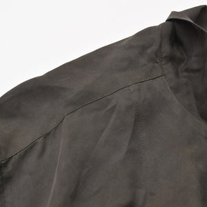 Very Good Condition Yohji Yamamoto Pour Homme PIGMENT DYE TWILL OPEN COLLAR WAIST STRING BLOUSE HW-B26-202 3 Sizes Khaki Drawcord Used 4a008744
