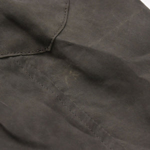 Very Good Condition Yohji Yamamoto Pour Homme PIGMENT DYE TWILL OPEN COLLAR WAIST STRING BLOUSE HW-B26-202 3 Sizes Khaki Drawcord Used 4a008744