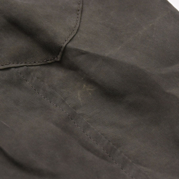 Very Good Condition Yohji Yamamoto Pour Homme PIGMENT DYE TWILL OPEN COLLAR WAIST STRING BLOUSE HW-B26-202 3 Sizes Khaki Drawcord Used 4a008744