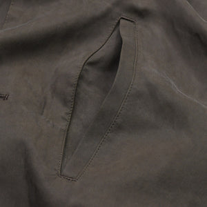 Very Good Condition Yohji Yamamoto Pour Homme PIGMENT DYE TWILL OPEN COLLAR WAIST STRING BLOUSE HW-B26-202 3 Sizes Khaki Drawcord Used 4a008744