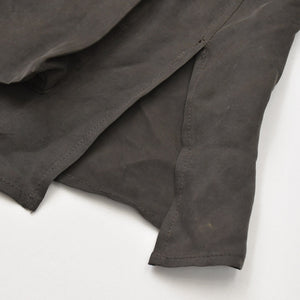Very Good Condition Yohji Yamamoto Pour Homme PIGMENT DYE TWILL OPEN COLLAR WAIST STRING BLOUSE HW-B26-202 3 Sizes Khaki Drawcord Used 4a008744