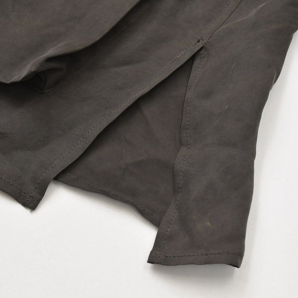 Very Good Condition Yohji Yamamoto Pour Homme PIGMENT DYE TWILL OPEN COLLAR WAIST STRING BLOUSE HW-B26-202 3 Sizes Khaki Drawcord Used 4a008744