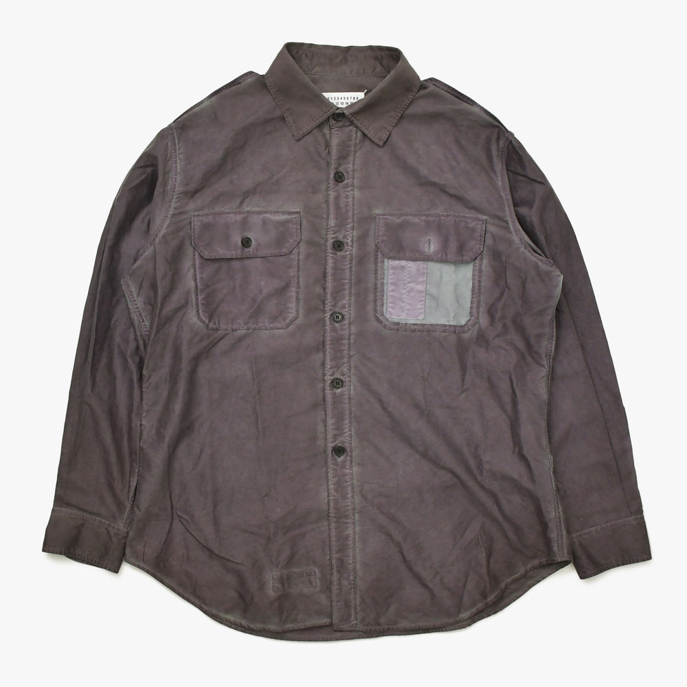 Like new MAISON MARGIELA Double Dye Workwear Shirt S50DT0080 M35702 41 Size Plum Long Sleeve Shirt Used 4a008747