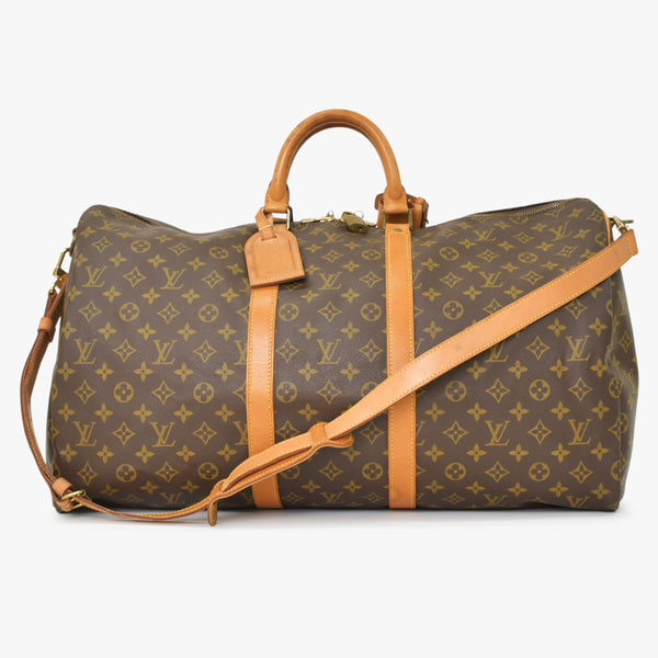 LOUIS VUITTON Monogram Keepall Bandouliere 55 2WAY Boston Bag M41414 Brown Canvas Good Condition Used 4a000876