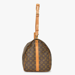 LOUIS VUITTON Monogram Keepall Bandouliere 55 2WAY Boston Bag M41414 Brown Canvas Good Condition Used 4a000876