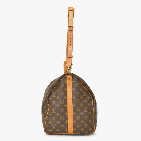 LOUIS VUITTON Monogram Keepall Bandouliere 55 2WAY Boston Bag M41414 Brown Canvas Good Condition Used 4a000876