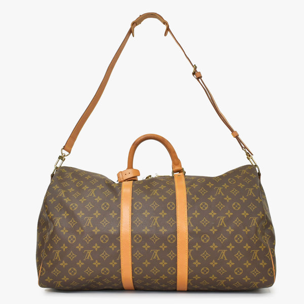 LOUIS VUITTON Monogram Keepall Bandouliere 55 2WAY Boston Bag M41414 Brown Canvas Good Condition Used 4a000876