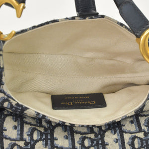 Very Good Condition Christian Dior Saddle Mini Bag Handbag M0456CTZQ Oblique Navy Used 4a000879