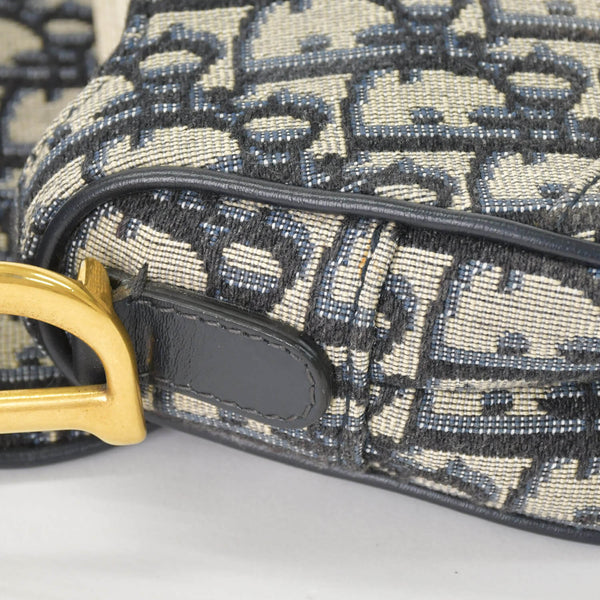 Very Good Condition Christian Dior Saddle Mini Bag Handbag M0456CTZQ Oblique Navy Used 4a000879