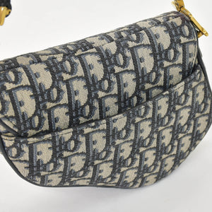 Very Good Condition Christian Dior Saddle Mini Bag Handbag M0456CTZQ Oblique Navy Used 4a000879