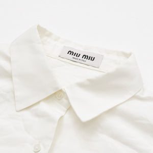 新品同様品 MIU MIU ミュウミュウ シャツ 半袖シャツ ブラック ホワイト 白 サイズ38 MK1933 S000 163M 中古 4a008881