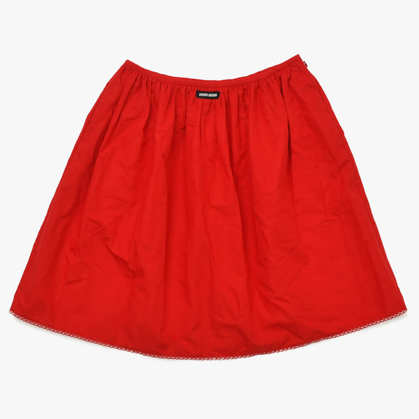 新品同様品 MIU MIU ミュウミュウ スカート ミニスカート コットンミニスカート 赤 レッド ボトムス サイズ38 中古 4a008886