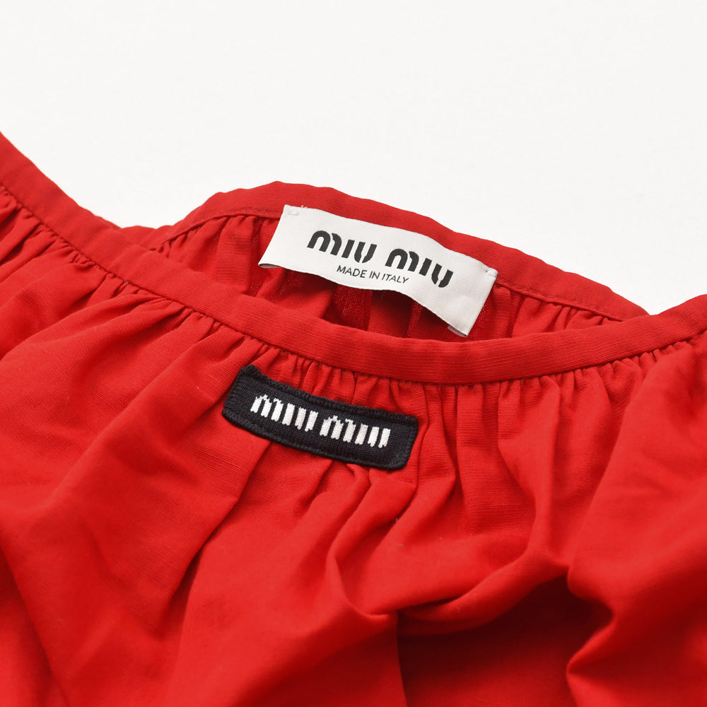 新品同様品 MIU MIU ミュウミュウ スカート ミニスカート コットンミニスカート 赤 レッド ボトムス サイズ38 中古 4a008886