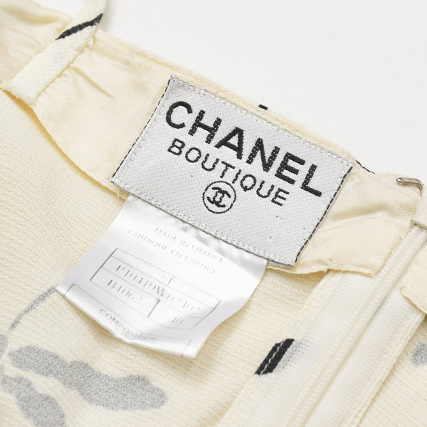 CHANEL シャネル ミニドレス P10419W02402 サイズ40 ココマーク トンボモチーフ ホワイト ブラック ヴィンテージ 良品 中古 4a000892