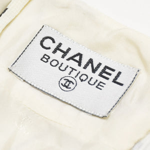CHANEL シャネル ミニドレス P10408V06399 ホワイト ブラック トンボ レーヨン アセテート ヴィンテージ 美品 中古 4a000894