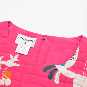 CHANEL シャネル キルティング プリーツワンピース P15568V08608 サイズ36 ココマーク チョコバー ピンク 総柄 美品 中古 4a008940