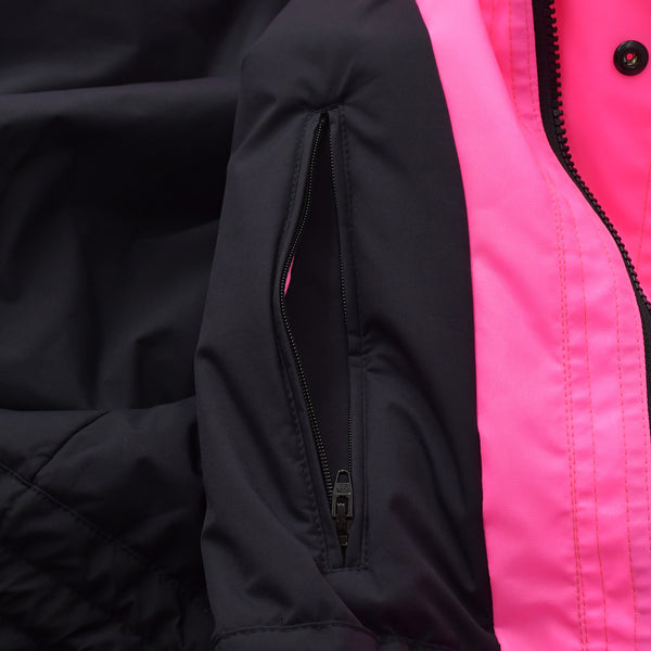 BALENCIAGA バレンシアガ 19AW Nylon Pulled Parka 604032 46サイズ ネオンピンク アシンメトリー ブラック金具 良品 中古 4a008941