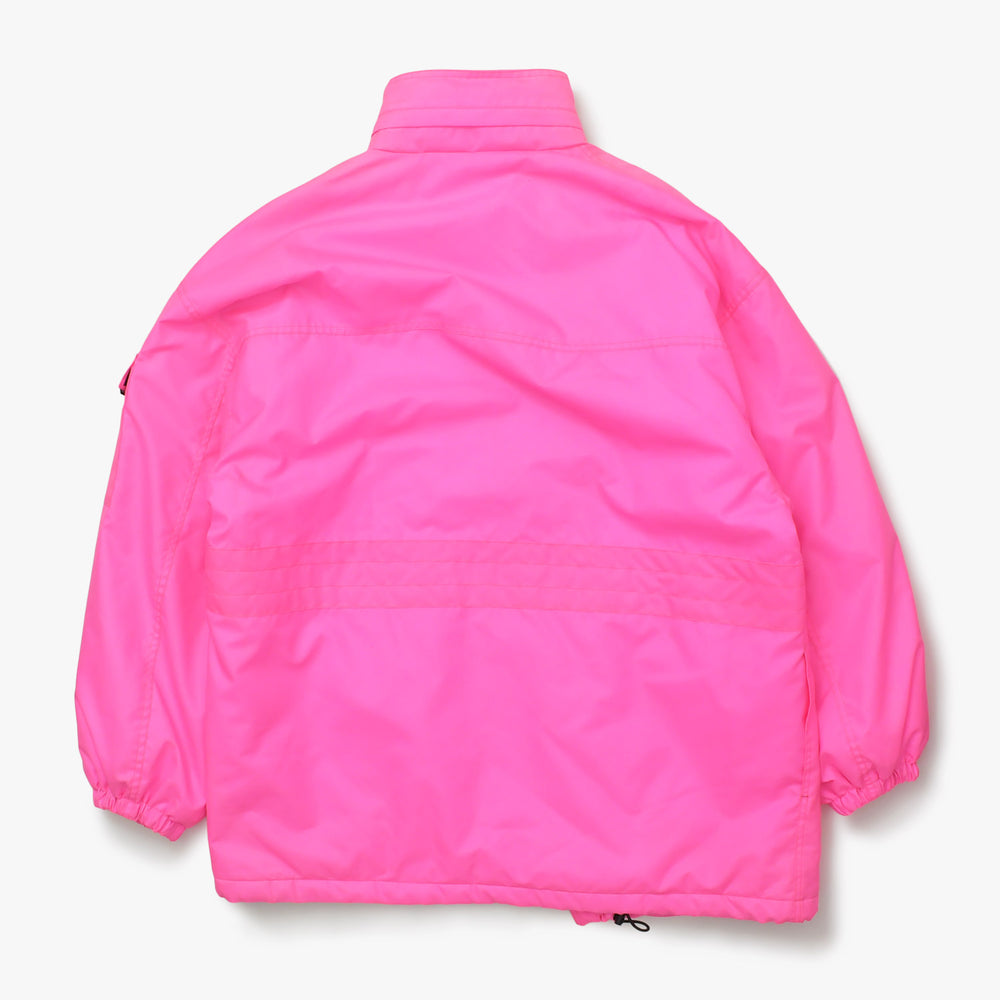 BALENCIAGA バレンシアガ 19AW Nylon Pulled Parka 604032 46サイズ ネオンピンク アシンメトリー ブラック金具 良品 中古 4a008941