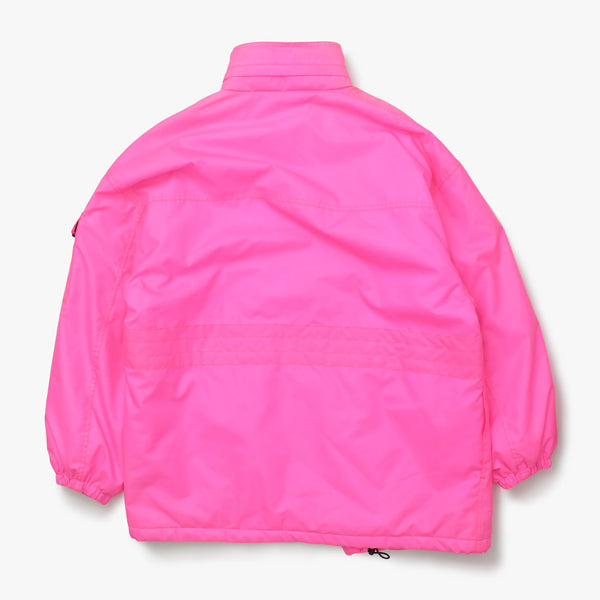BALENCIAGA バレンシアガ 19AW Nylon Pulled Parka 604032 46サイズ ネオンピンク アシンメトリー ブラック金具 良品 中古 4a008941