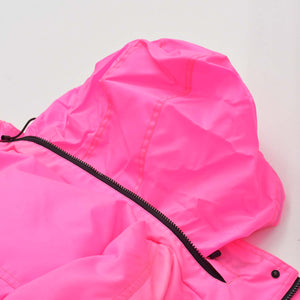 BALENCIAGA バレンシアガ 19AW Nylon Pulled Parka 604032 46サイズ ネオンピンク アシンメトリー ブラック金具 良品 中古 4a008941