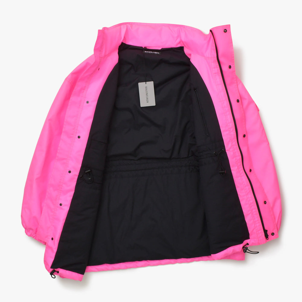 BALENCIAGA Balenciaga 19AW Nylon Pulled Parka 604032 46 size Neon pink Asymmetric Black metal fittings Good used 4a008941