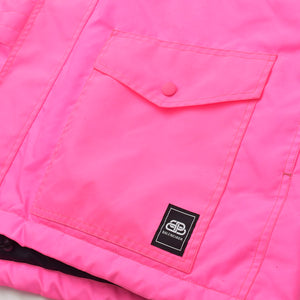BALENCIAGA バレンシアガ 19AW Nylon Pulled Parka 604032 46サイズ ネオンピンク アシンメトリー ブラック金具 良品 中古 4a008941
