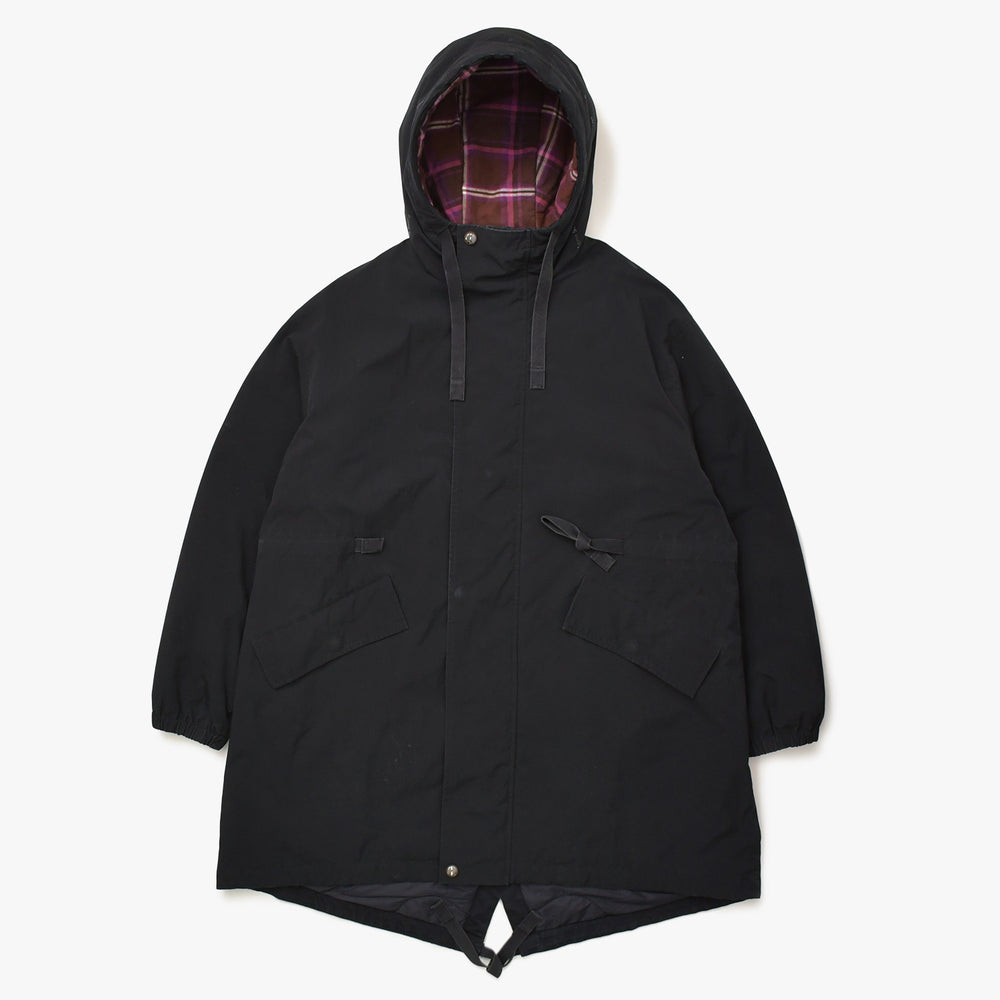 Acne Studios アクネストゥディオス ジャケット ジャンパー モッズコート ロゴフーデッド ブラック バーガンディ チェック FN-MN-OUTW000471 美品 中古 4a008942