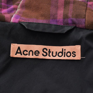 Acne Studios Jacket Jumper Mod Coat Logo Hooded Black Burgundy Check FN-MN-OUTW000471 Excellent condition, pre-owned, item number 4a008942